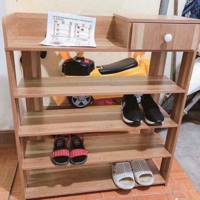 KỆ GIÀY GỖ ÉP 5 TẦNG CÓ NGĂN KÉO Loại 75cm