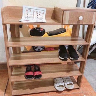KỆ GIÀY GỖ ÉP 5 TẦNG CÓ NGĂN KÉO Loại 75cm