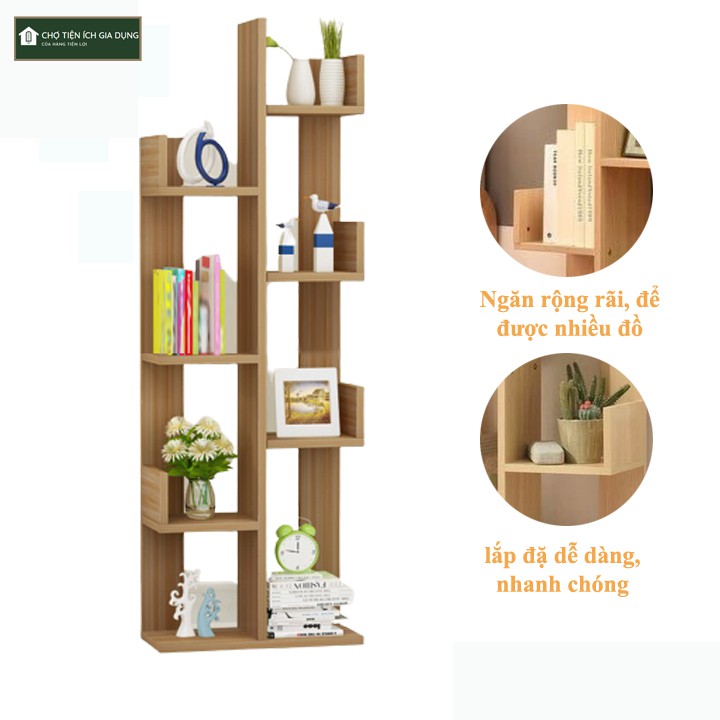 Kệ Xương Rồng 8 Ngăn, Kệ Để Sách Decor Gỗ MDF Cao Cấp Tự Lắp Ghép Thông Minh Tiện Lợi (kích thước 120*50*30)