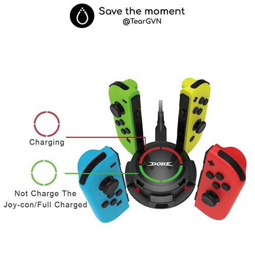 Dock sạc tròn 4 Joy-con (DOBE) cho Nintendo Switch - có led báo trạng thái sạc