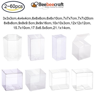 2-60 Chiếc Trong Suốt Hộp PVC Bao Bì Hộp Nhựa Kotak Chống Thấm Nước Gấp Thùng Khối Lập Phương Trong Suốt Cho Kẹo Bánh Sô Cô La Valentine