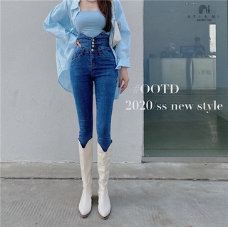 Quần jean lưng cao tôn dáng thời trang mùa thu 2020 size S-L