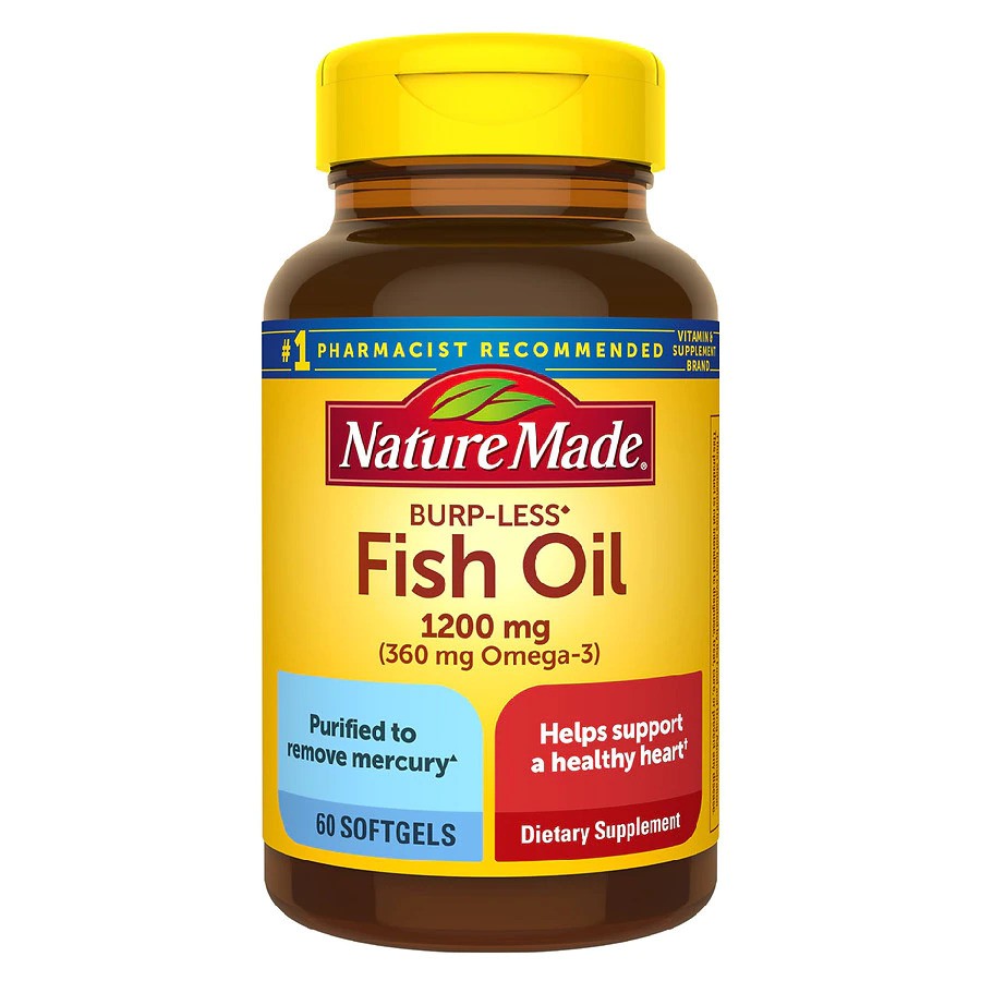 [DATE 12/2023] Nature Made Burp-Less Fish Oil 1200 mg For Heart Health 60 VIÊN Softgels