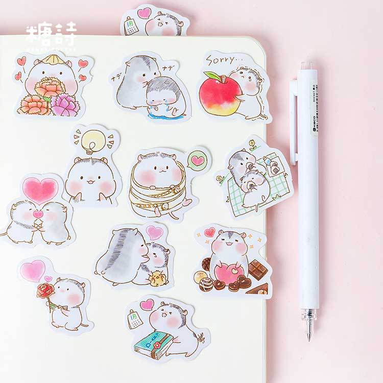 Set 45 Miếng Dán Trang Trí Hình Chuột Hamster Đáng Yêu