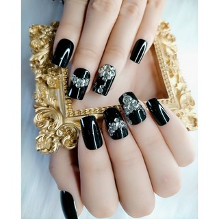 bộ 24 móng tay giả đính đá kèm keo