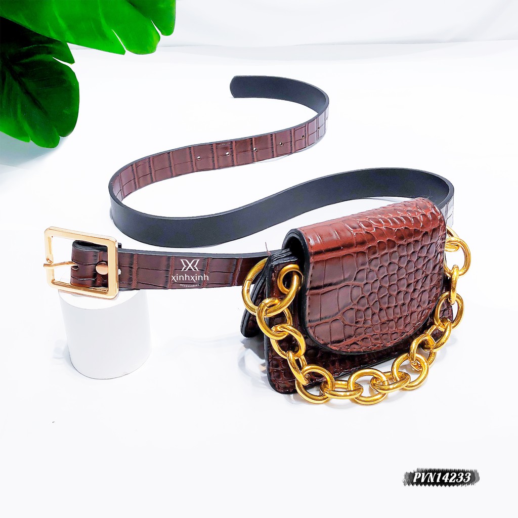 Thắt lưng belt bag kèm túi mini họa tiết da xích cao cấp - Xinh Xinh Accessories