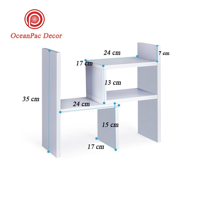 Kệ Sách Gỗ Mini Lắp Ghép Để Bàn Học (48x17x35 cm)  MS:031