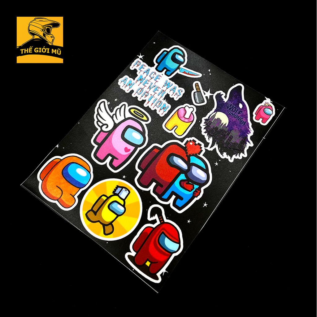 Combo 50-100 hình Sticker Among US dán mũ bảo hiểm, vali, laptop PVC chống nước - A5