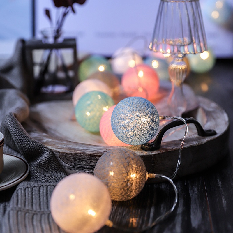 Dây Đèn LED 20 Bóng Hình Quả Bóng Cotton Trang Trí Giáng Sinh / Tiệc Cưới / Lễ Hội