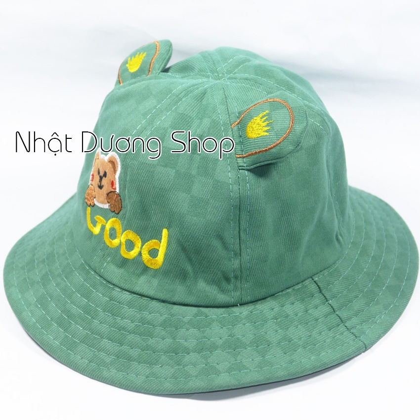 Nón bucket ,nón tai bèo trẻ em hình gấu dễ thương - chât liệu vải nhung mềm mại tạo cảm giác cho bé