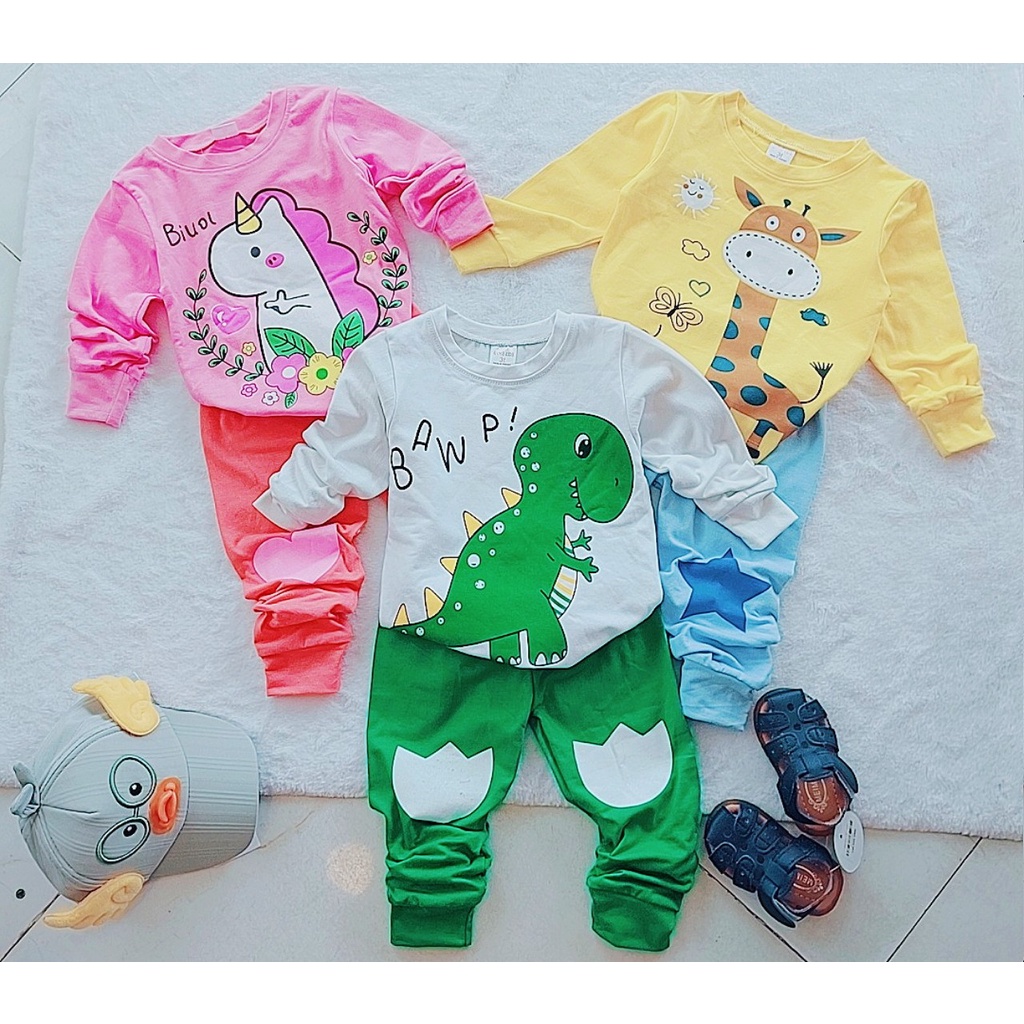 BỘ dài tay hình thú chất mềm mịn cho bé BDT39