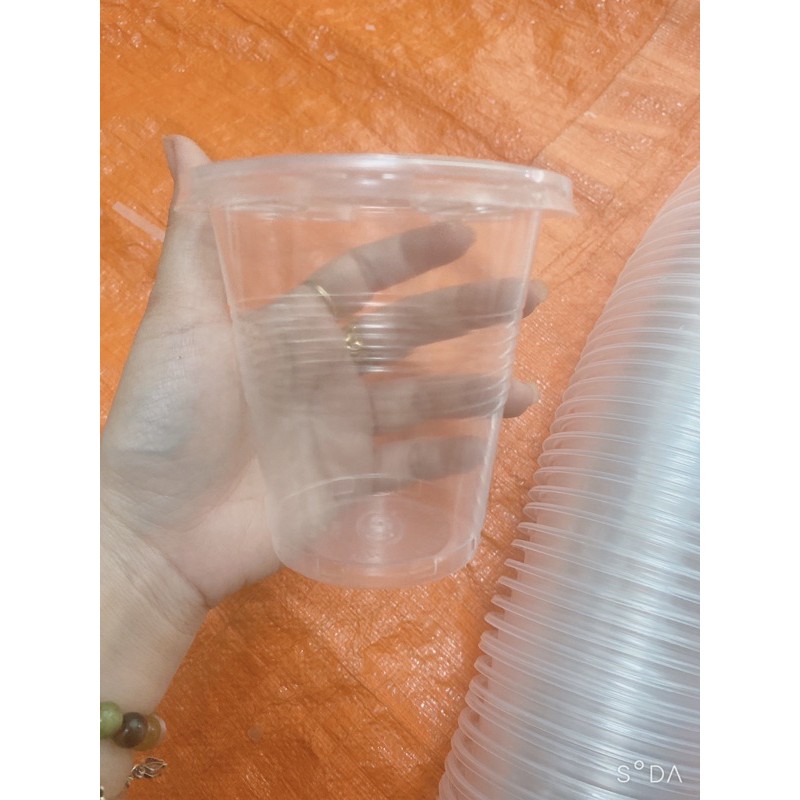 Combo 50 cốc nhựa dùng 1 lần loại 400ml có nắp