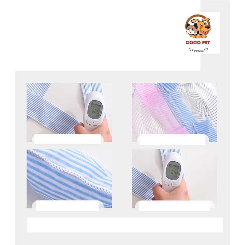 Khăn Quàng Cổ Tự Thắt Nơ Polyester Sọc Cho Thú Cưng, Khăn Băng Mùa Hè Làm Mát Cho Mèo