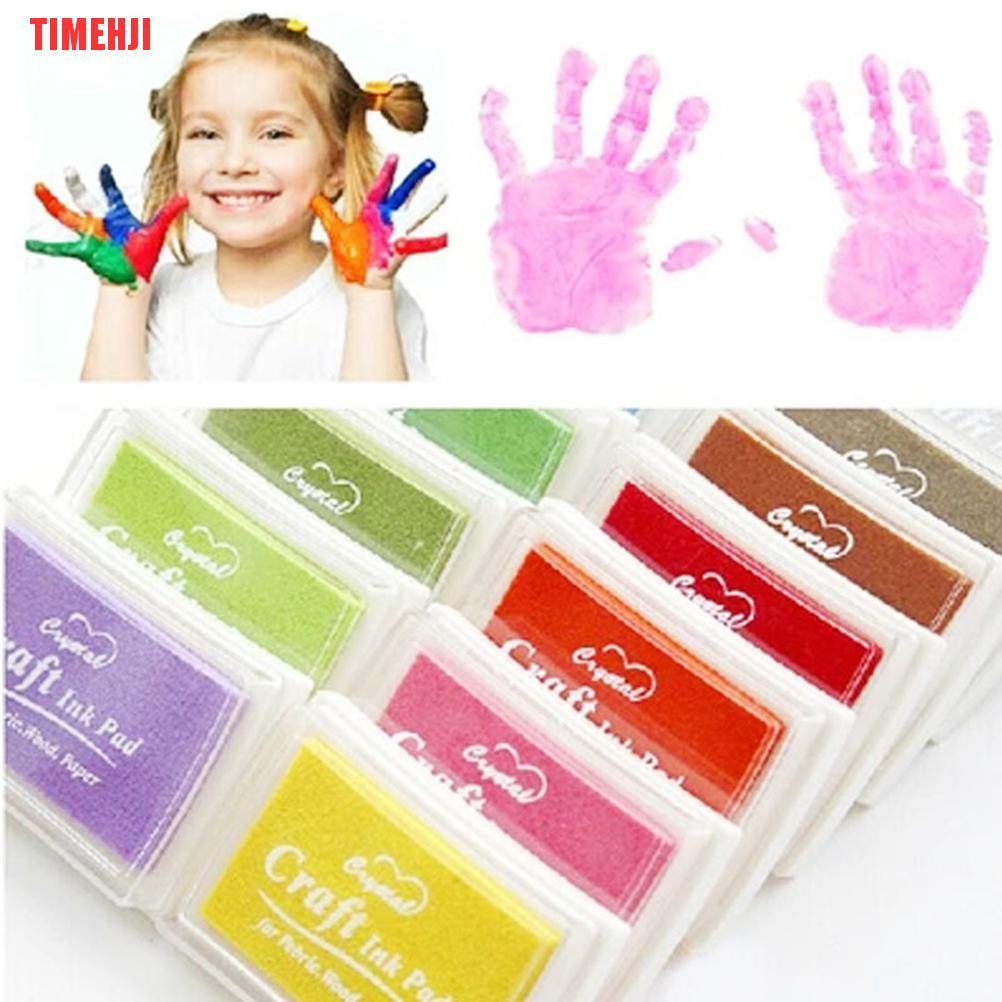 TIMEHJI NEW Free Shipping Child Craft Oil Based DIY Ink Pad Rubber Stamps Fabric Wood Paper Scrapbooking 15 Colors Inkpad Finger Paint