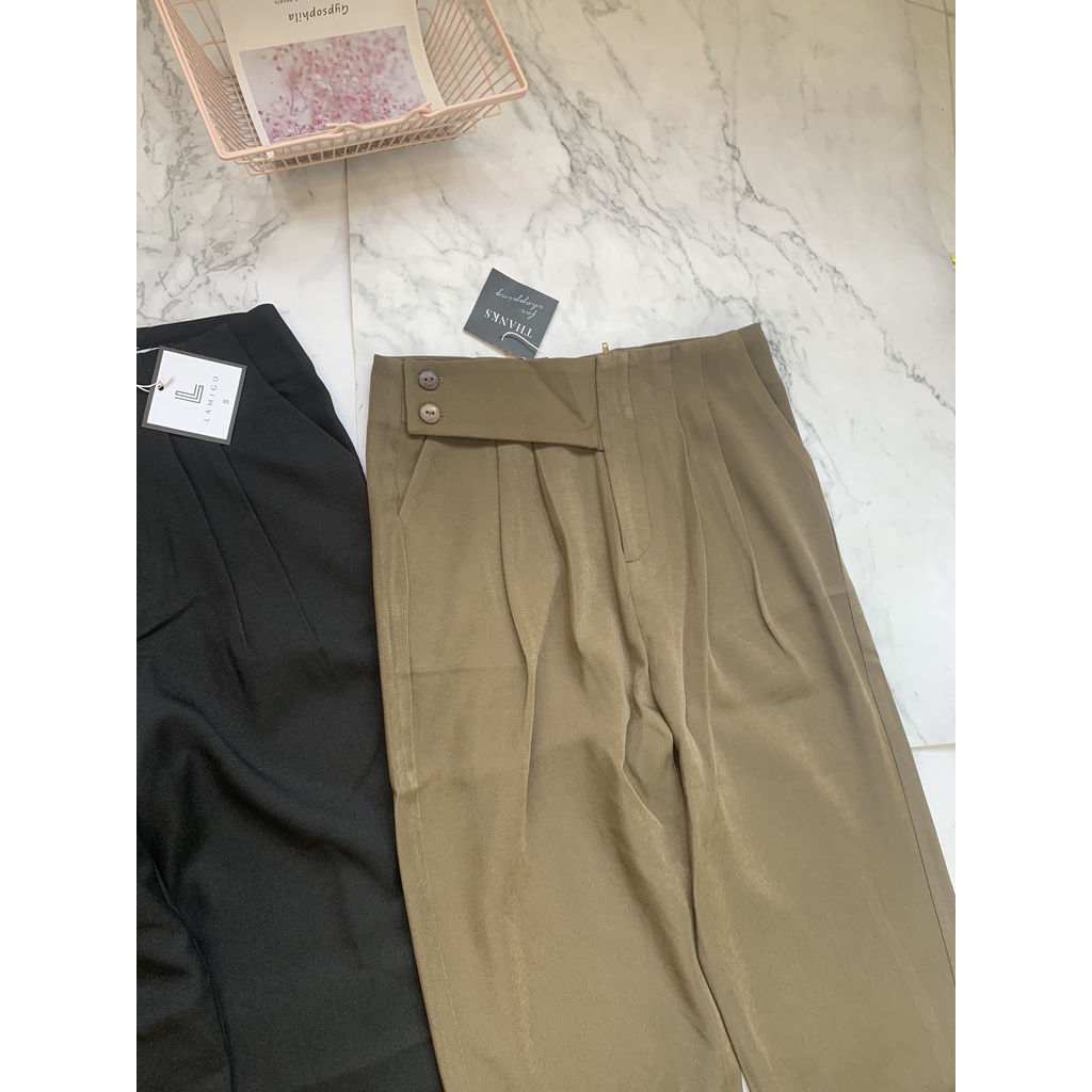 Quần tây công sở nữ dáng baggy có quai phía trước - quần 133