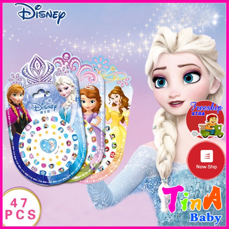 Miếng dán móng tay không thấm nước hình công chúa Elsa / chuột Mickey 3D lấp lánh đáng yêu E263