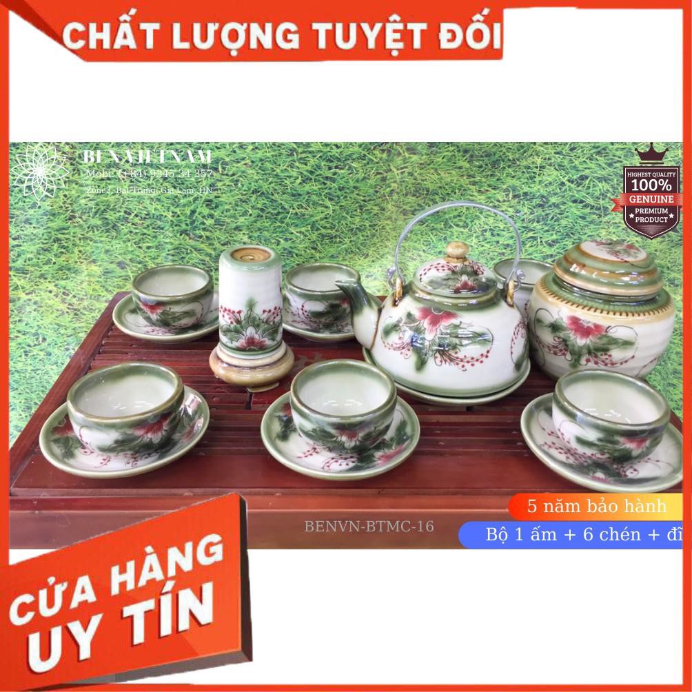Ấm pha trà Gốm Sứ Bát Tràng Men Cổ vẽ tay cao cấp - BENVN-BTMC-16