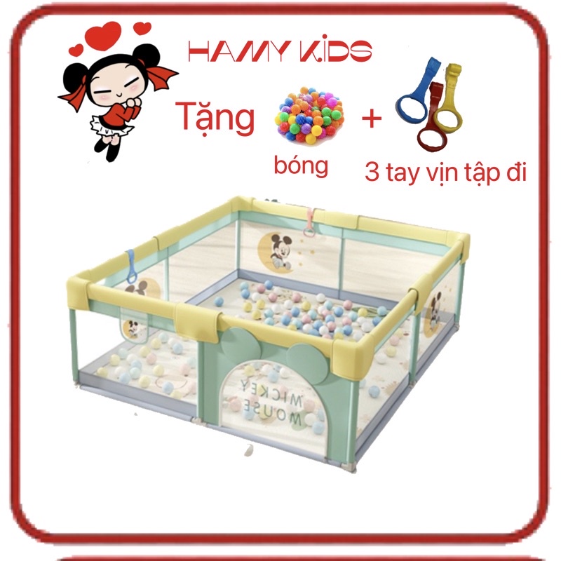 Quây Cũi Cao Cấp Cho bé, kích thước 1m5.1m5; 1m3.1m3 tặng kèm tay vịn cho bé tập đi