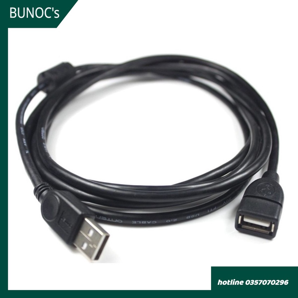 Dây cáp nối dài USB dài 1.5m, 3m, 5m đen chống nhiễu hàng chất lượng BUNOC's