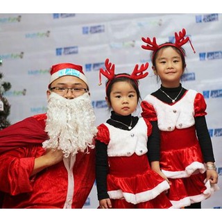 Bộ Váy Đầm Noel Vải Nhung Đầy Đủ Chi Tiết Cho Bé Gái