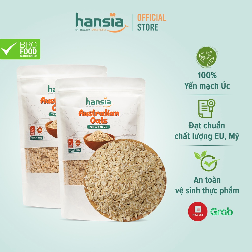 Combo 2 gói yến Mạch Úc Organic HANSIA Có Hàm Lượng Chất Xơ Cao, Cùng Các Chất Dinh Dưỡng Khác Tốt Cho Sức Khỏe 500g/Gói