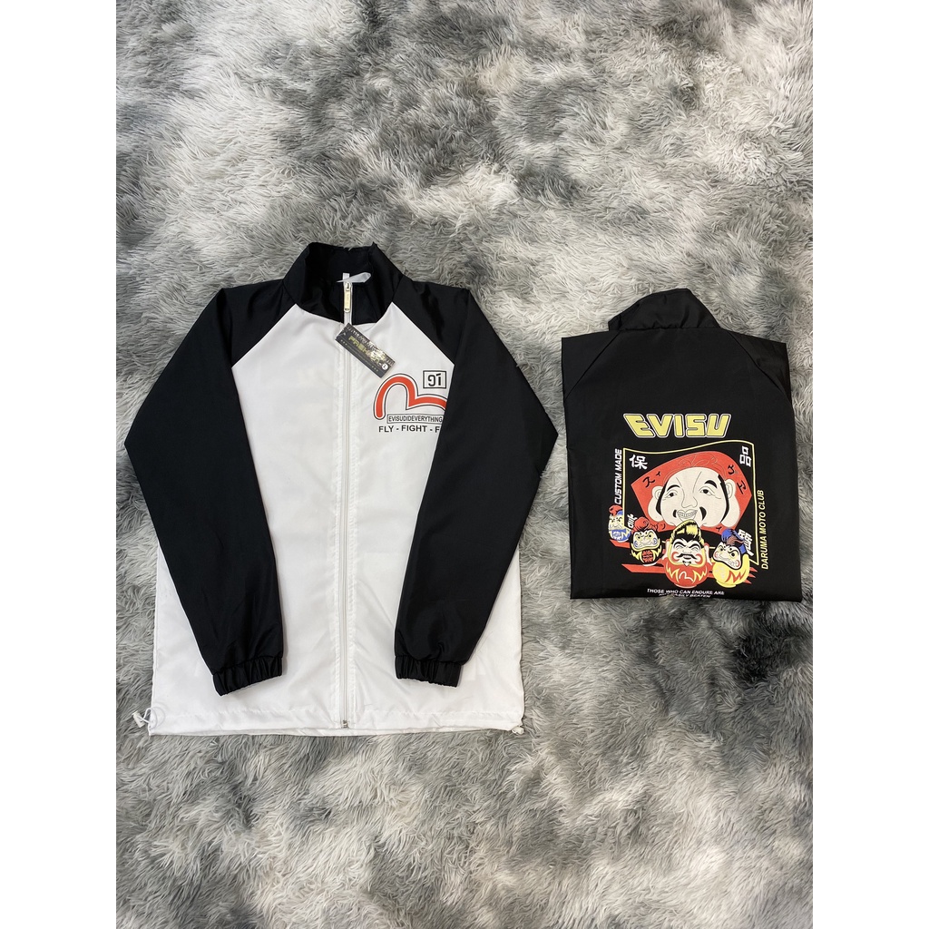 áo khoác dù evisu 2 màu trắng đen cao cấp mẫu mới hot nhất hiện nay