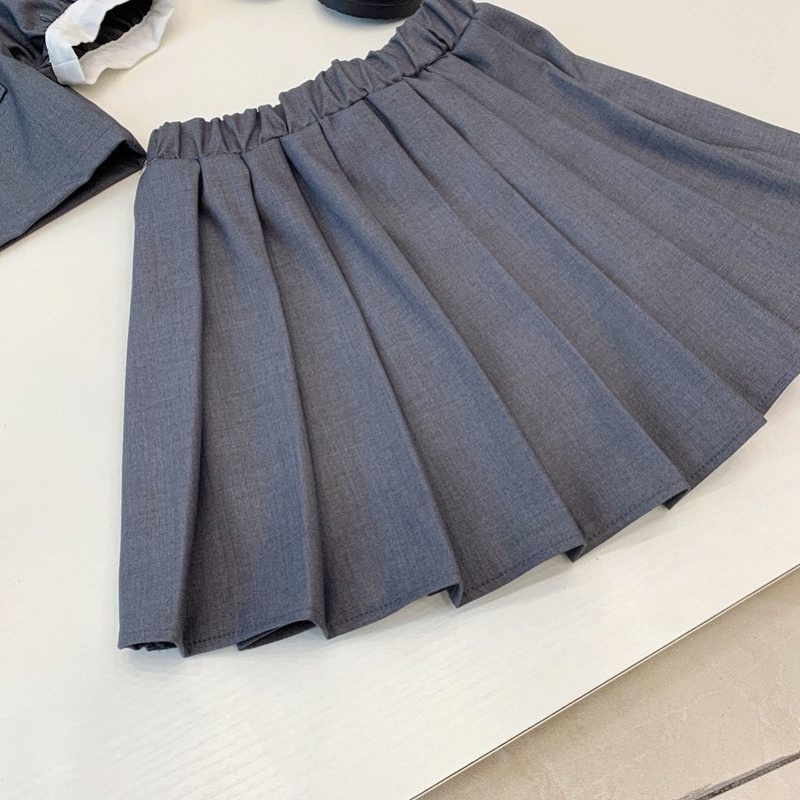 Bộ Áo Sơ Mi Phối Chân Váy Xếp Ly Thời Trang Mùa Hè Cho Bé Gái