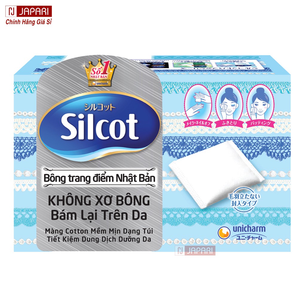 COMBO Bông Tẩy Trang Điểm Silcot 82 Miếng CAO CẤP DIANA UNICHARM NHẬT BẢN Miếng Đôi Dưỡng Da Skincare Mỹ Phẩm JAPARI