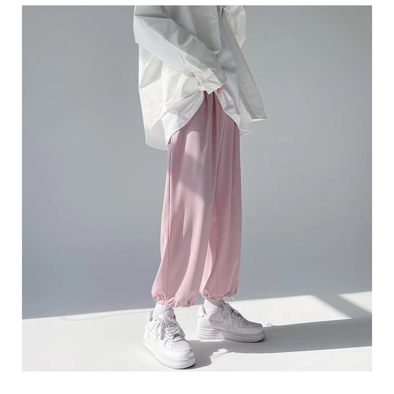 Quần Dài Màu Trơn Dáng Rộng Thoáng Khí Phong Cách Hàn Quốc Thời Trang Cho Nam