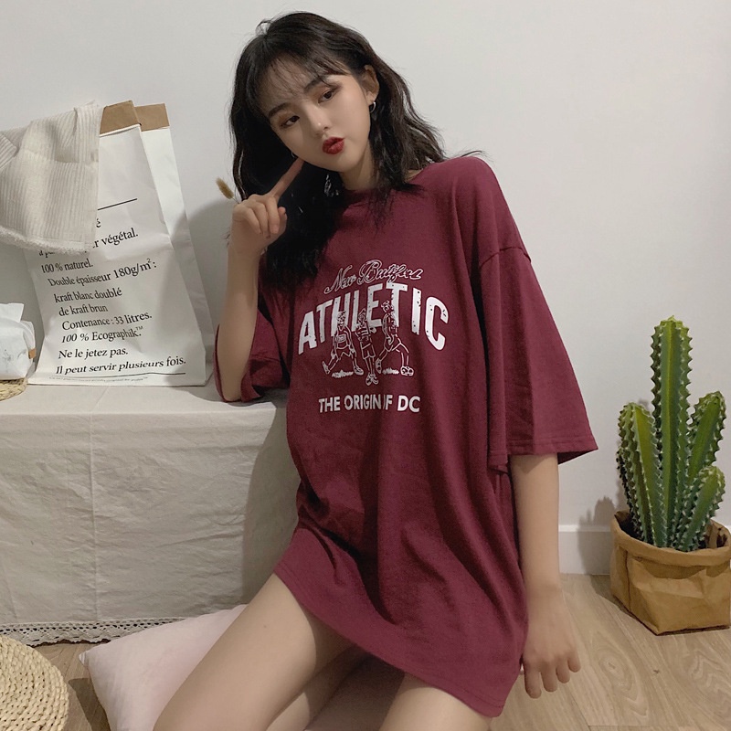 Áo Thun Athletic 3158 PEONYB Nữ [FREESHIP]  Phông form rộng tay lỡ in chữ vintage cá tính đường phố kiểu hàn quốc đẹp