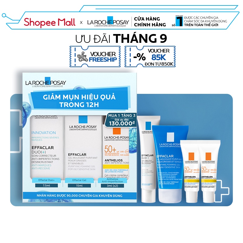Bộ sản phẩm giảm mụn ngừa thâm siêu hiệu quả trong 12h La RochePosay