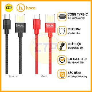 Cáp sạc nhanh type-c 2.4a ❤️freeship❤️bọc dây dù siêu bền android📍 hoco u55 📍- dài 1.2m - bảo hành 12 tháng
