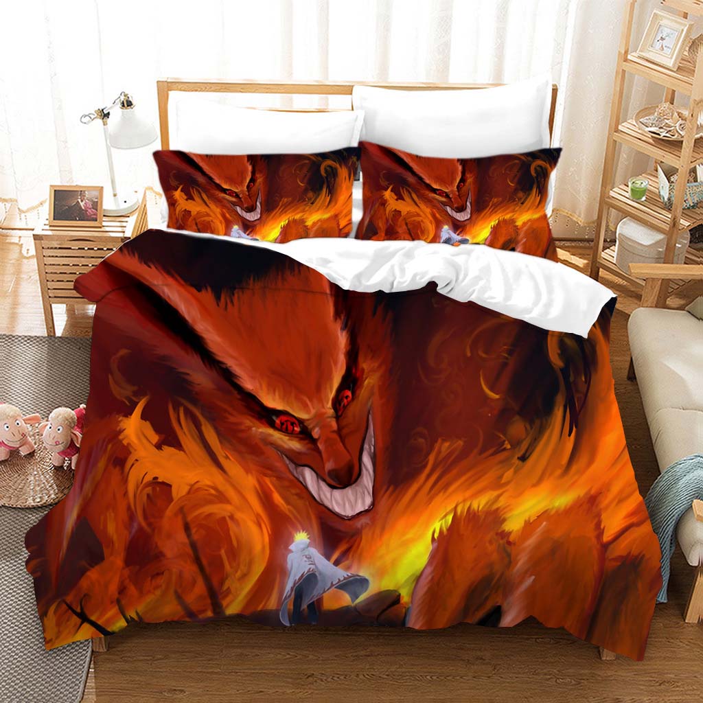 Bộ Drap giường 3 Trong 1 Thoải Mái IN Họa Tiết Hoạt Hình NARUTO / Sasuke Có Thể Giặt Rửa