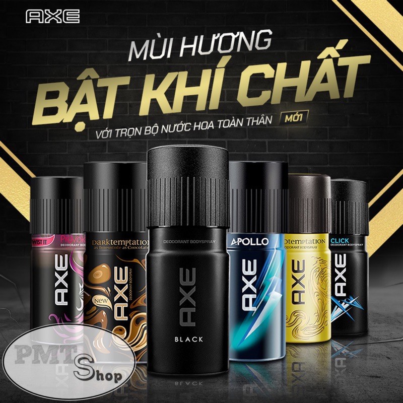 [G01] Xịt nước hoa toàn thân AXE 150ml Apollo  | Black | Gold | Dark | Click | Provoke | Excite | Collision | Musk | Mar