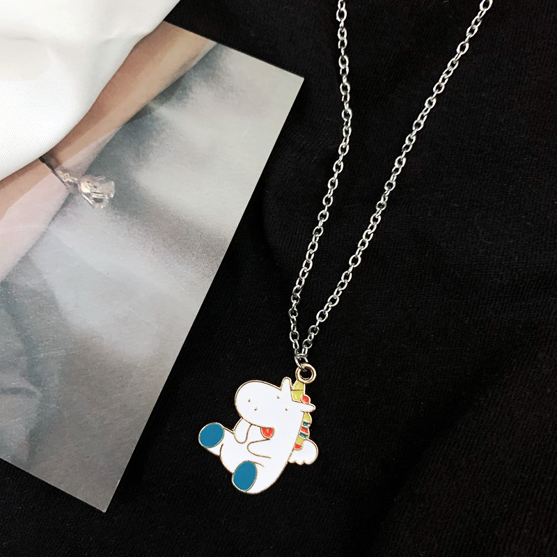 Vòng cổ thép titan không phai mặt hình ngựa một sừng dễ thương độc đáo