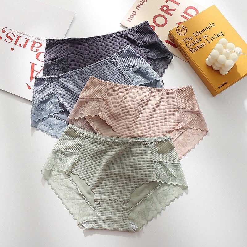 COMBO QUẦN LÓT COTTON PHỐI REN CAO CẤP 2207#