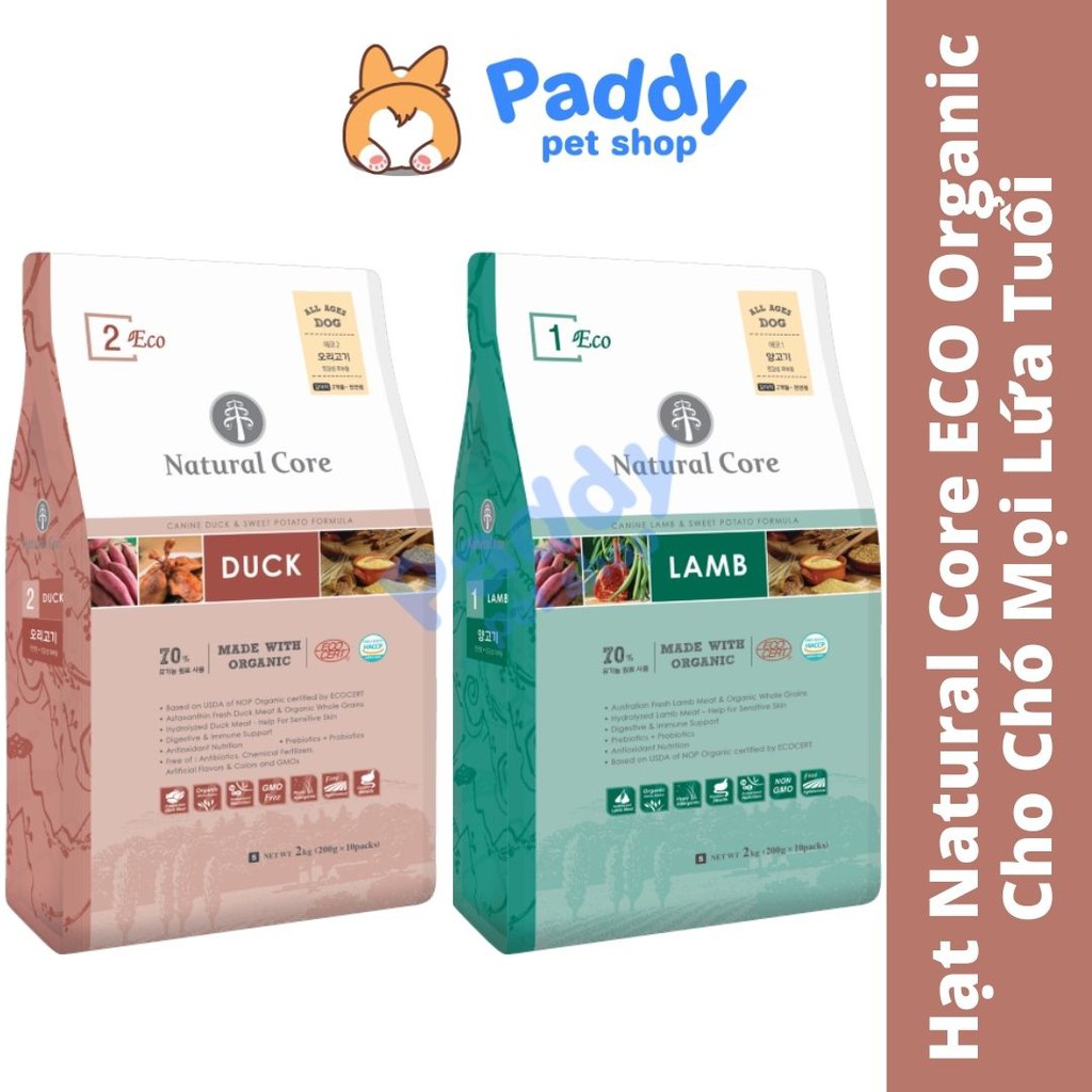 Hạt Hữu Cơ Natural Core ECO Organic Cừu &amp; Vịt Cho Chó