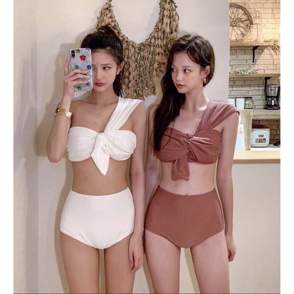 Bikini Hai mảnh lệch vai quần cạp cao sang chảnh bikinistore - bộ sưu tập đồ bơi nữ