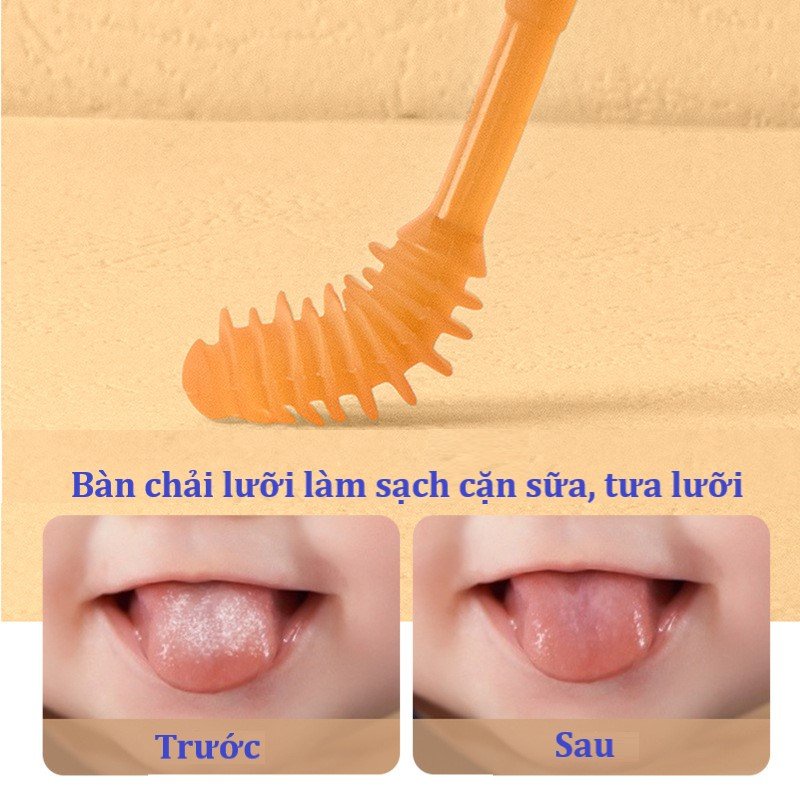 Set rơ lưỡi và bàn chải đánh răng silicon cho bé từ 0 - 18 tháng
