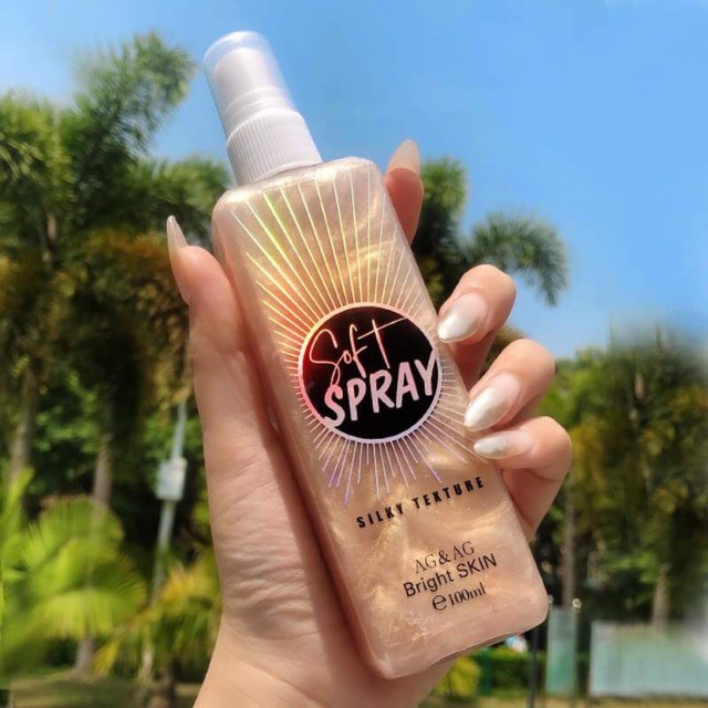 Xịt Nhũ Khóa Trang Điểm Soft Spray AG&AG 100ml Lấp Lánh Lâu Trôi Đẹp Lung Linh