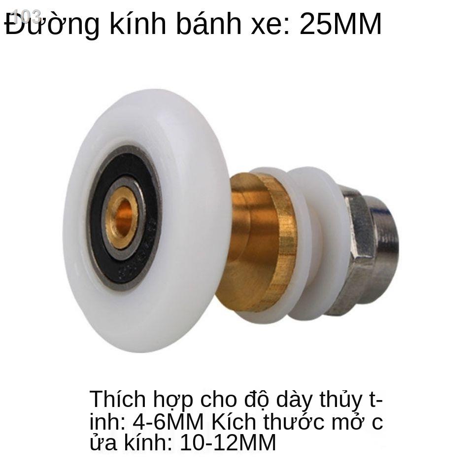 ZKiểu cũ phòng tắm vòng cung cửa kính trượt treo ròng rọc bánh xe nhỏ con lăn lệch tâm-bánh màu trắng