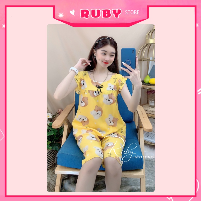 Đồ bộ nữ mặc nhà in GẤU dễ thương Free Size Dưới 47KG, chất kate mềm mịn mát ❤ Rubystorevn