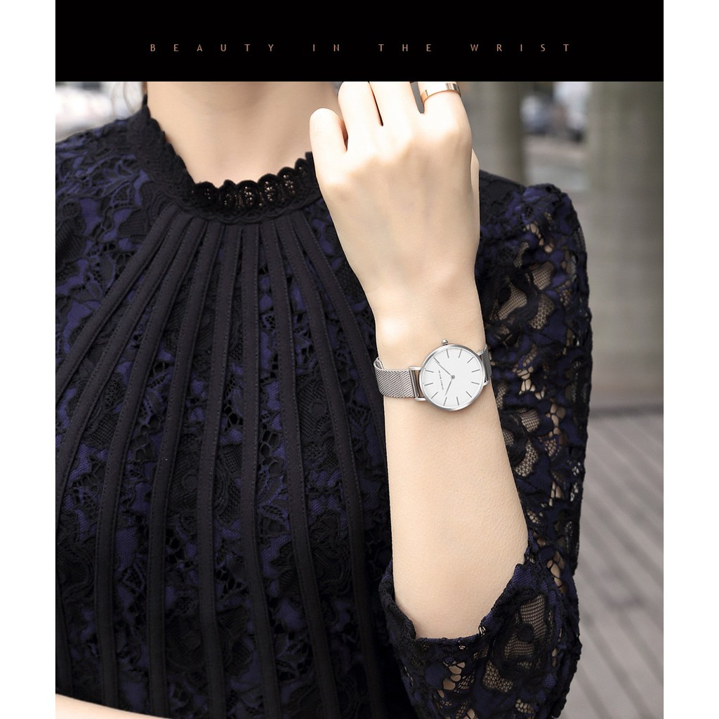 Đồng hồ nữ siêu mỏng HANNAH MARTIN CH36W máy Nhật cao cấp dây thép sang trọng cá tính | BigBuy360 - bigbuy360.vn