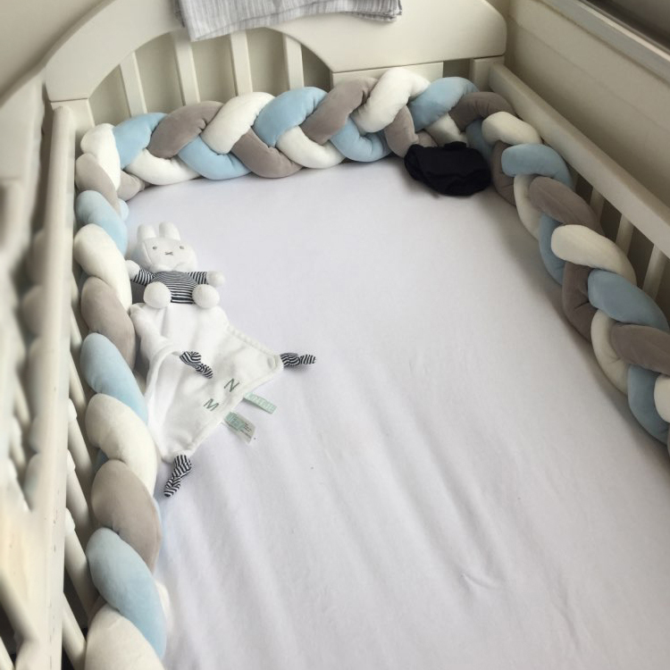 Bộ Gối Cotton Bện Thắt Nút Màu Trơn 2m / 200cm / 79inch Trang Trí Giường Cũi Em Bé Sơ Sinh