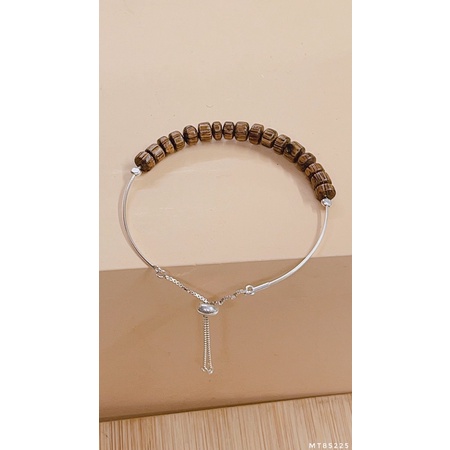 Vòng tay bạc dây rút lồng đá phong thuỷ