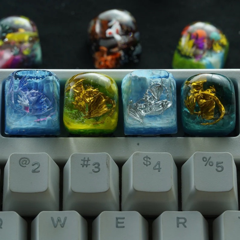 Nút bàn phím cơ Rồng.Keycap Resin Dragon.Keycap Artisan
