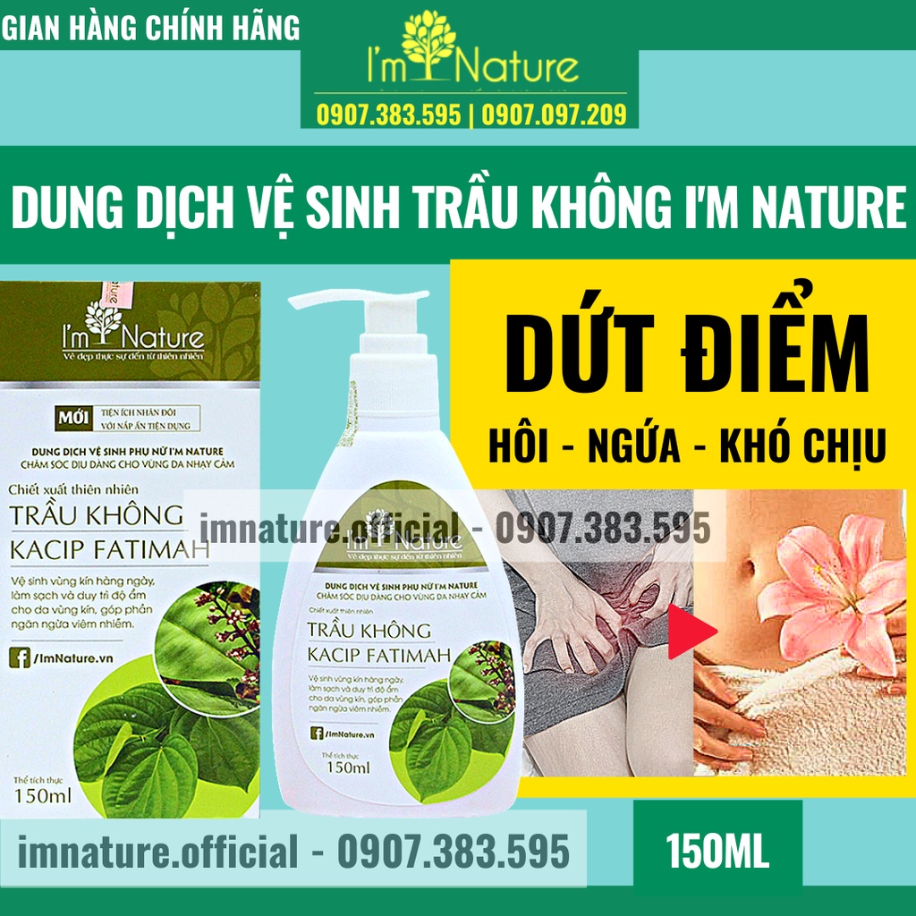 Dung Dịch Vệ Sinh Phụ Nữ Trầu Không I'm Nature Kacip Fatimah 150ml Chính Hãng