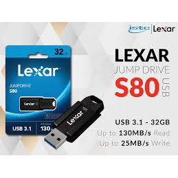 [Chính Hãng] USB Lexar JumpDrive 32GB S80 USB 3.1, tốc độ đọc lên tới 130Mb/s, Ghi 25Mb/s - Tin Học Mai Hoàng Phân PhốI