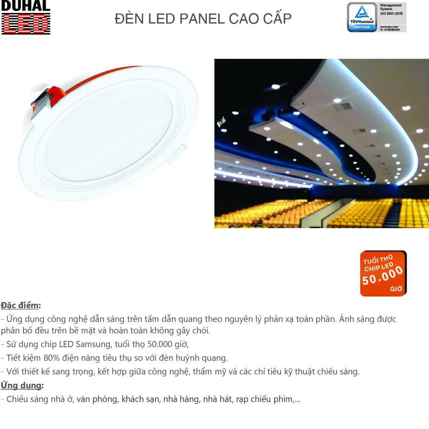 Đèn LED panel âm trần thạch cao siêu mỏng Duhal 6W - 9W - 12W - 15W (KDPTxxx)