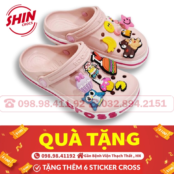 dép cross cho béFREESHIPmàu hồng SUCBAYAKIDH  tặng thêm 6 jibitz SIZE 25 26 27 28 29 30 31 32 33 34 35